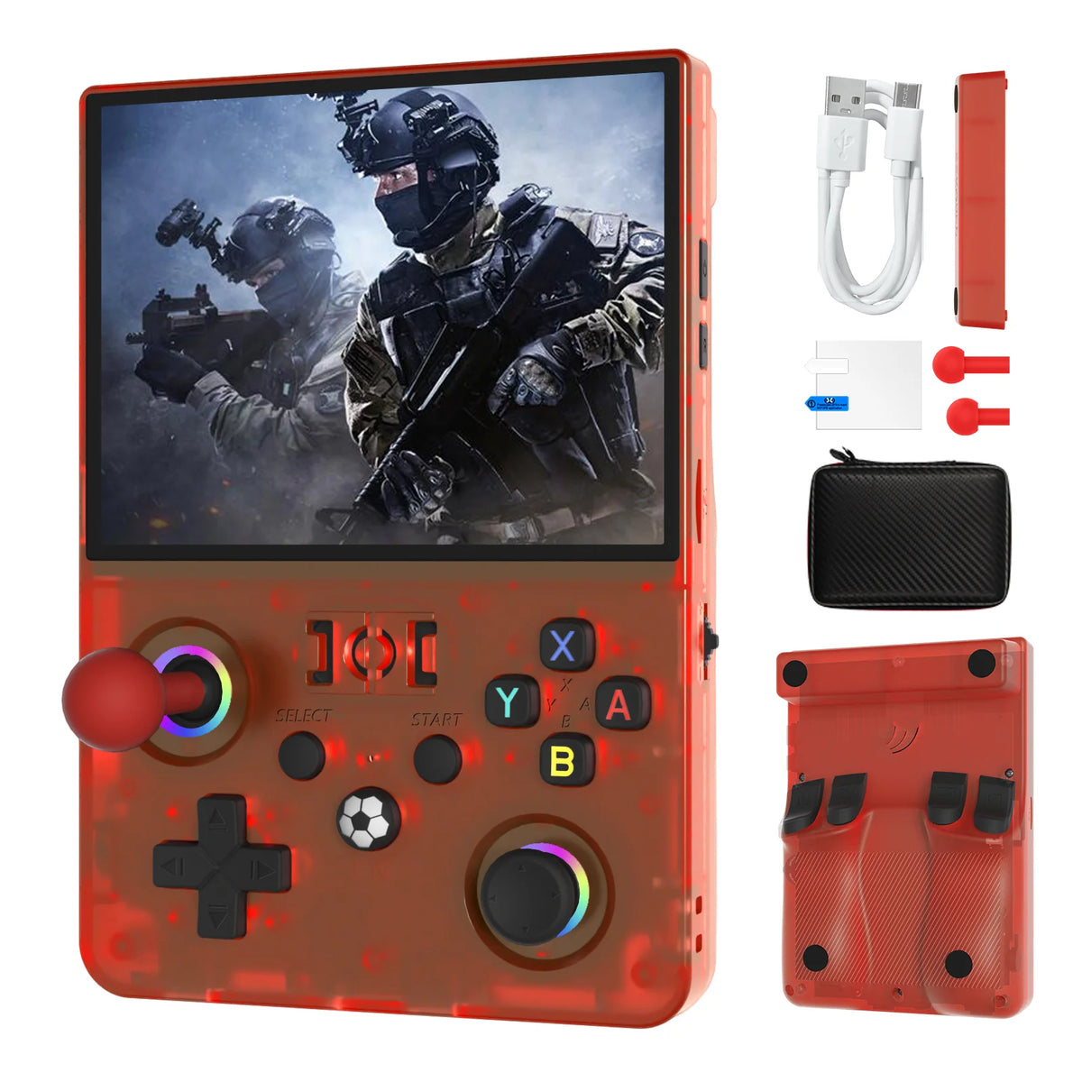 New R63 Max2 Retro Handheld Game Console Linux System 4.5 Inch IPS Screen 64G/128G Portable Pocket Player Built-in 18000+ Games