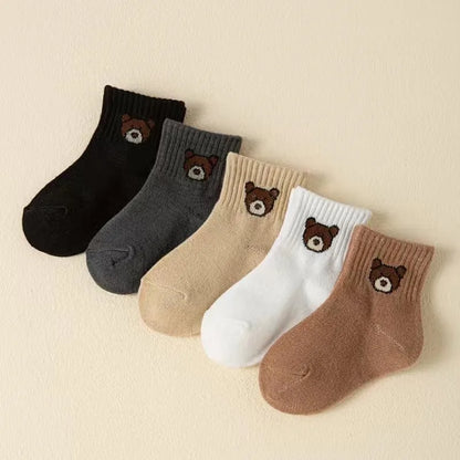 5Pair/lot New Boys and Girls Retro Solid Color Baby Socks  Milk Tea Color Toddler Casual Knitted Children Socks for 1-3Y