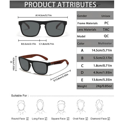 COOLMEN Classic Men Square Polarized Fishing Sunglasses Outdoor Driving Cycling Running Goggles Vintage Large Frame UV400