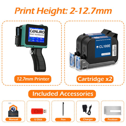 Cenliro CL05P Detachable Handheld Inkjet Printer 12.7mm Mini TIJ Printer for QR Barcode Batch Date Number Expiry Logo