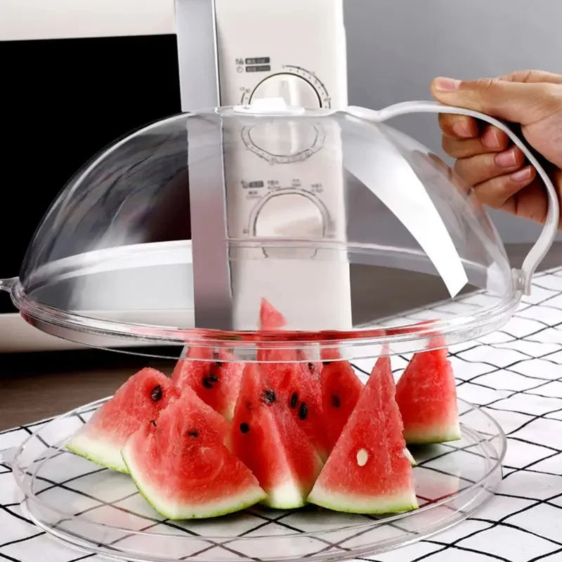 Microwave Splatter Guard: Thickened Transparent Splatter Guard (with Handle) – Food Cover for Plates