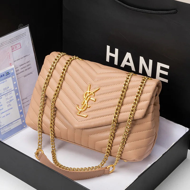 Bag 2026 New Leather Rhombus Chain Bag Classic Versatile Fashion Crossbody One Shoulder Handbag Tide