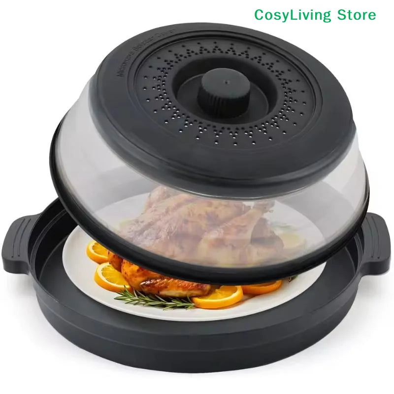 [CL]Multifunction Foldable Microwave Food Splatter Cover Splash Collapsible Guard Kitchen Gadget Colander For Meal Steaming Tray