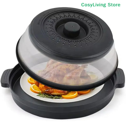 [CL]Multifunction Foldable Microwave Food Splatter Cover Splash Collapsible Guard Kitchen Gadget Colander For Meal Steaming Tray