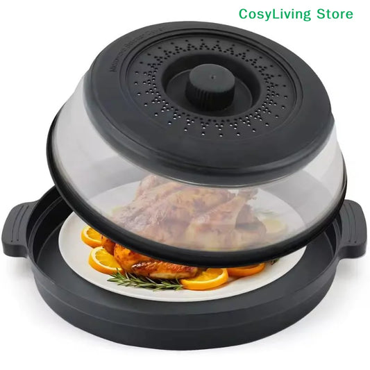 [CL]Multifunction Foldable Microwave Food Splatter Cover Splash Collapsible Guard Kitchen Gadget Colander For Meal Steaming Tray