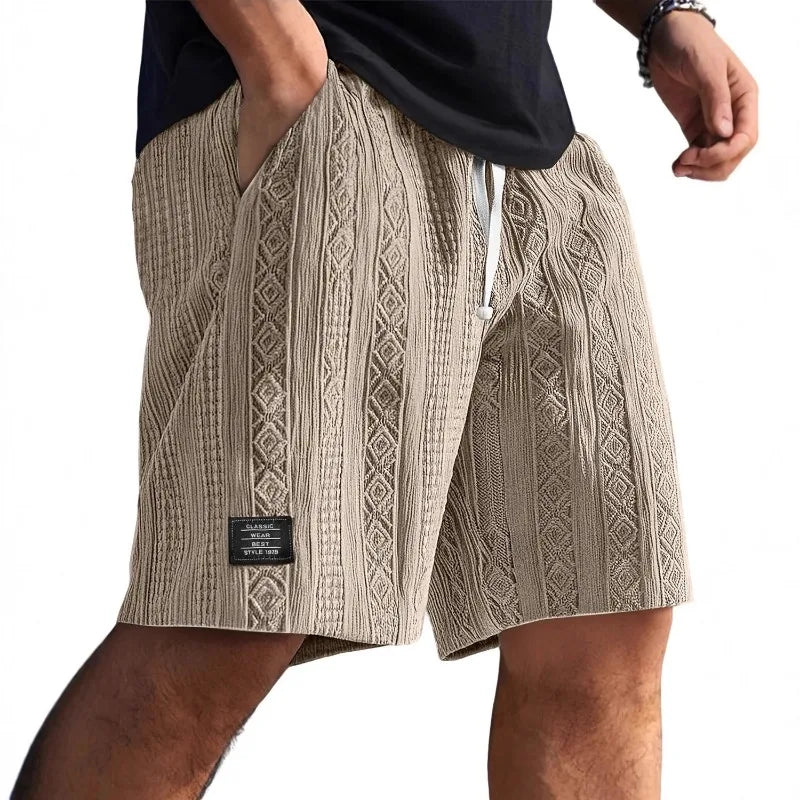 Men's Jacquard Casual Shorts Summer Harajuku Solid Sweatpants Fashion Men Short Pants Retro Men Clothes Roupas Streetwear New