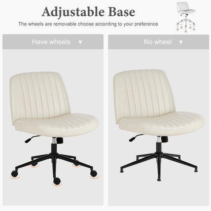 Armless Office Chair | Adjustable Swivel Seat with Casters or Foot Pads | Home, Work & Study