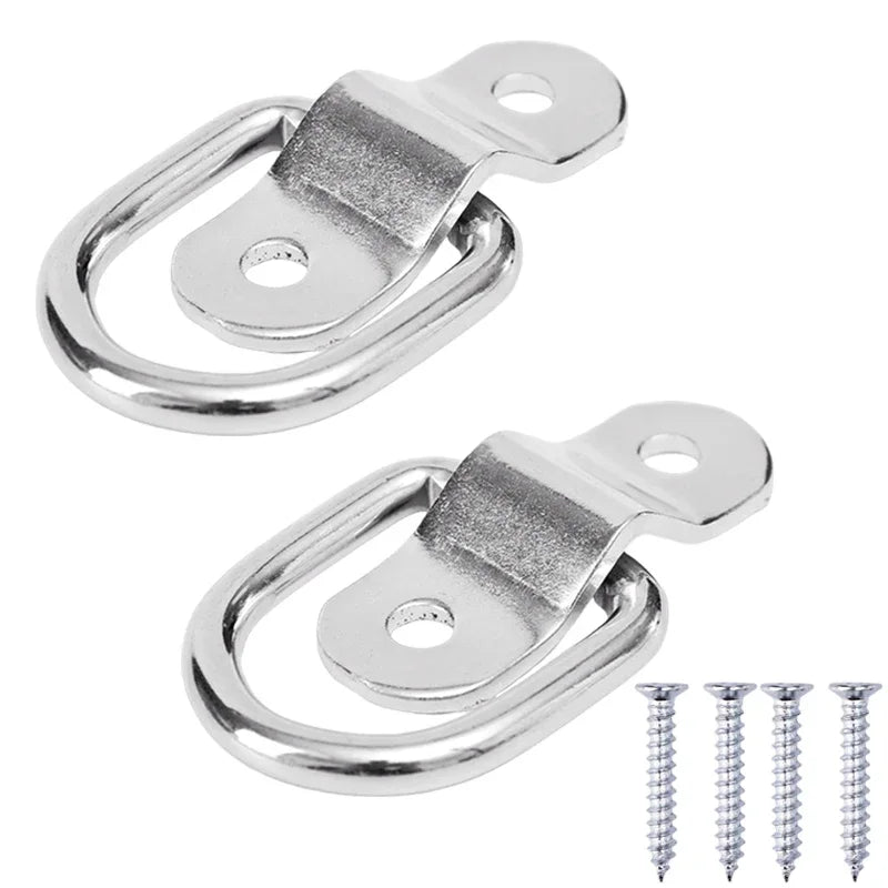4~1Set D Rings Tie Down Anchors Ring Pull Hook Stainless Steel Lashing Ring Load Fit for Car Boat Cargo Trailer Vehicles RV Van