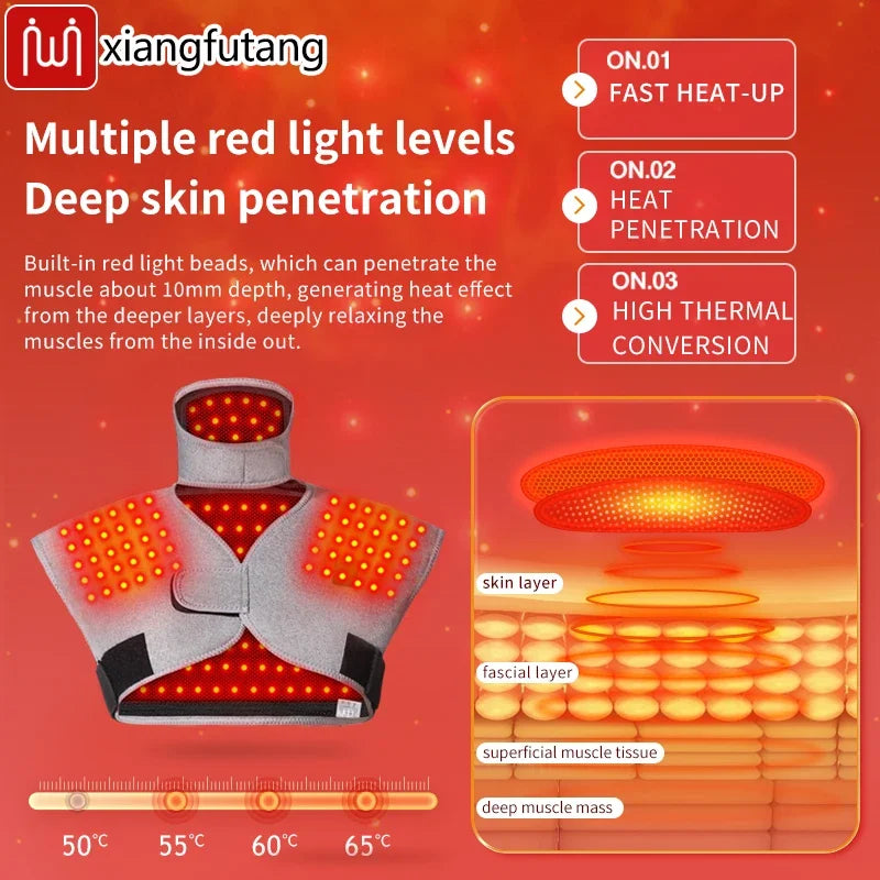 Red Light Heated Shawl Vest 3 Vibration Massage Neck Shoulder Back Body Warmer Neck Back Muscle Relaxation
