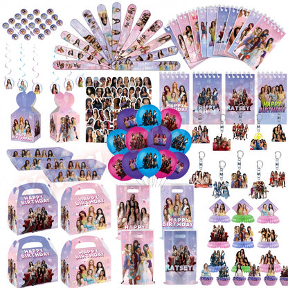 Idol K&Katseye Birthday Party Favors Bracelet Sticker Keychain Kpop Girl Balloons Party Decoration Fans Gifts Baby Shower Suppli