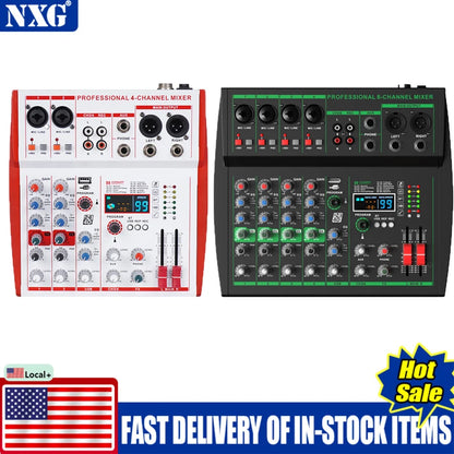 NXG MW Series 4/6CH Audio Mixer, 99 DSP Effects, Bluetooth 5.0, USB Audio Interface, for Live Stream, Karaoke, Recording & Podcast, Factory Direct | Clearance Sale