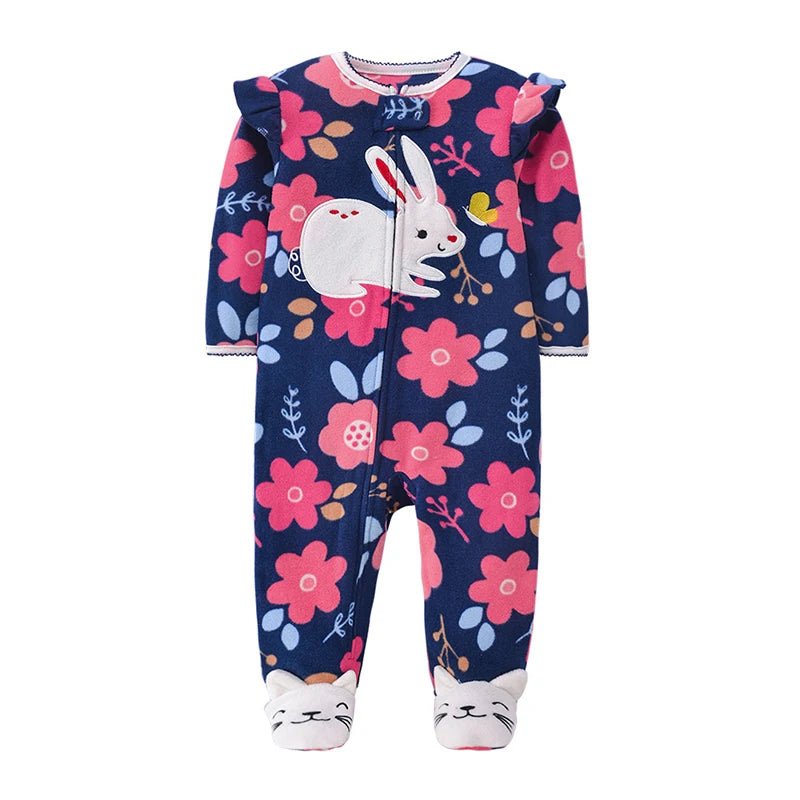 Newborn Baby Boy Girl Rompers Clothes Winter Pajamas Zipper Fleece Fall Infants Outfit Animal Jumpsuit Clothing 0 -12 Months New