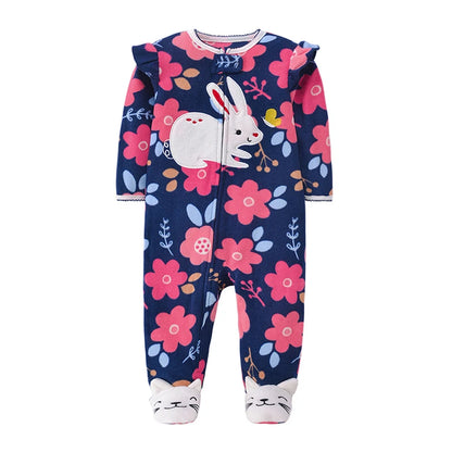 Newborn Baby Boy Girl Rompers Clothes Winter Pajamas Zipper Fleece Fall Infants Outfit Animal Jumpsuit Clothing 0 -12 Months New