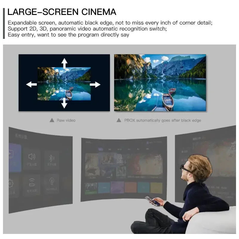 Hot Selling OEM 3D Tv Channels Control Hd Mobile Smart Glasses Video Free Virtual Reality Portable Android Remote Box For Glass