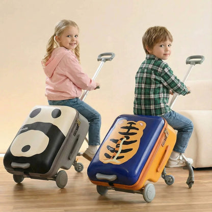 Suitcase Travel Children's Carrier Cart Multi-functional Rideable Rolling Luggage Carry on 20inch Trolley Case Stroller for Trip