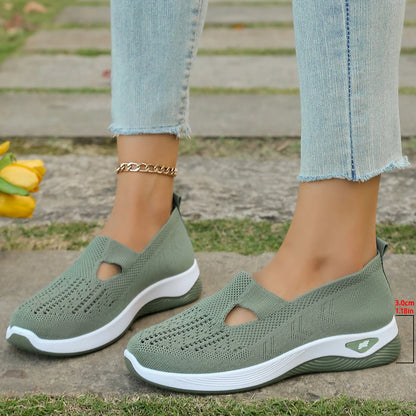 Women's shoes, women's sports shoes, summer flying woven mesh soft sole breathable sports shoes