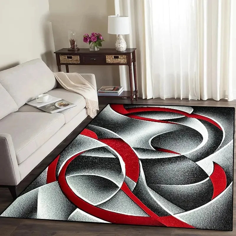 Nordic Area Rug, Abstract Non-Slip Washable Geometric Carpet, Modern Floor Mat for Living Room Bedroom Apartment Office Home