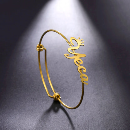 Personalized Name Bracelet for Women Men Custom Jewelry Stainless Steel Customized Bangle Gold Color Arabic Name Birthday Gifts