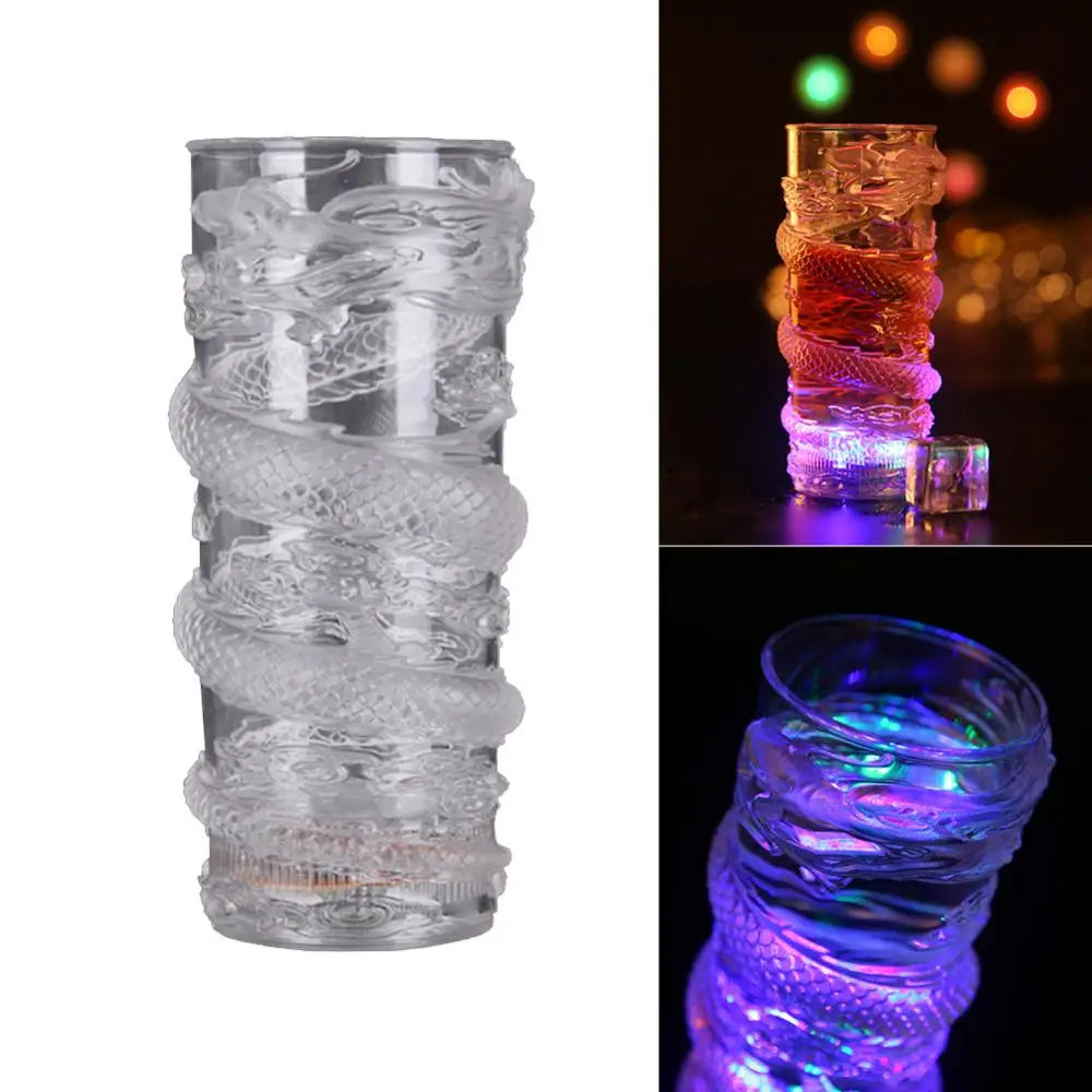 Hot Sell 285ml Creative Party Cups Dragon LED Flashing Color Change Water Activated Light Up Beer Whisky Cup Mug Tableware