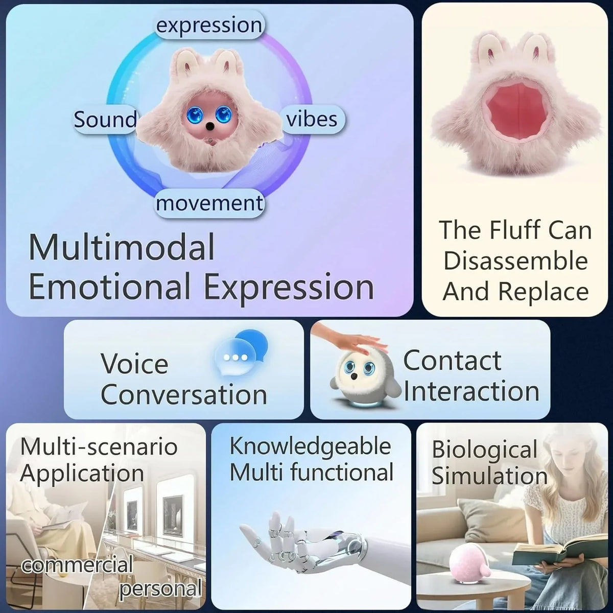 AI Smart Robotic Pet Cute Emotional Companion Robot Voice Conversation Touch Sensing LCD Screen Chatgpt Deepseek AI Model