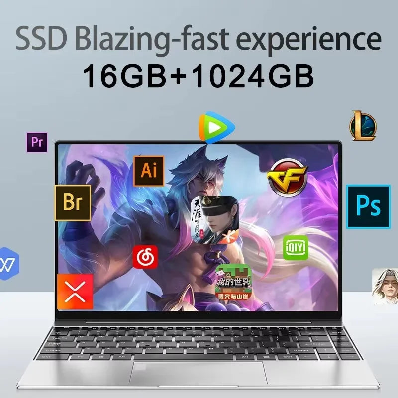 2026 NEW 14.1 Inch Ultra Slim Laptop Intel Core i9 9900 32GB RAM 2TB SSD Windows 11 Gaming Gamer Office Notebook 1920x1080 Max