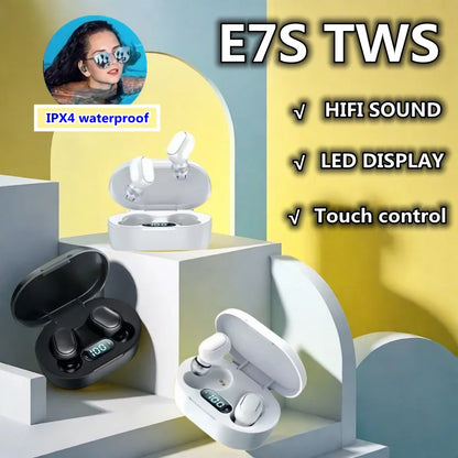 E7S TWS Earphone Bluetooth Headphones with Mic 9D Stereo Hifi Earbuds Wireless  Headse