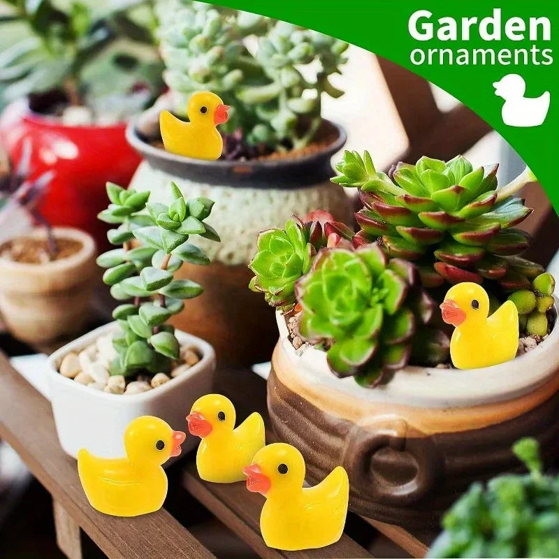 200pcs Mini Resin Ducks Yellow Tiny Ducks Mini Ducks Bulk Little Duck Figures Garden Crafts Tiny Duck Landscape Plants Fairy