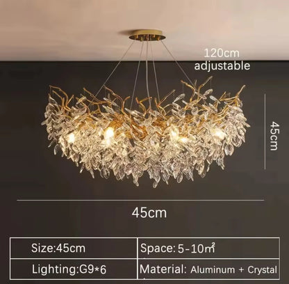 Luxury Gold Crystal LED Chandeliers Living Dining Room Bedroom Lighting Lustre Ceiling Pendant Lamps Indoor Villa Lights Fixture