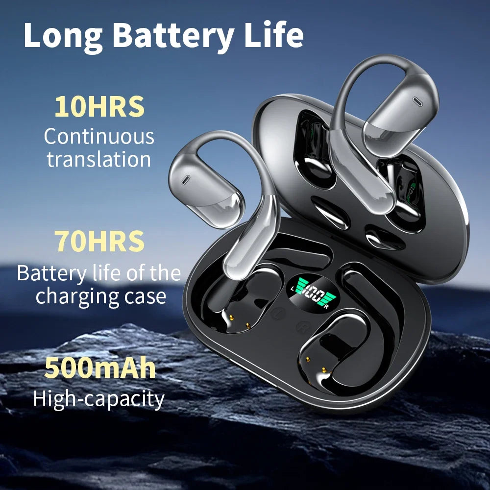 144 Languages AI Translation Earbuds,Bluetooth 6.1 Headphones Translator,Smart Mode Touch Screen Real-Time Earphones Fit Work