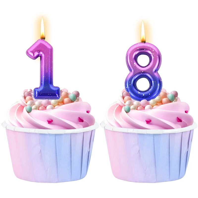 Gradient Cake Candles 0-9 Number Cake Topper Ins Birthday Cakes Toppers Birthdays Party Cupcake Decoration DIY Baking Supplies