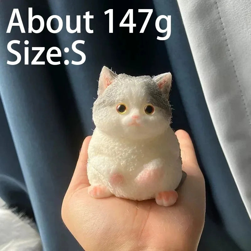 Cute Kawaii Cat Squishy Soft Silicone Stress Relief Squeeze Toy Anxiety Relief Desk Buddy Gift for Kids Adults Desk Decor Gift