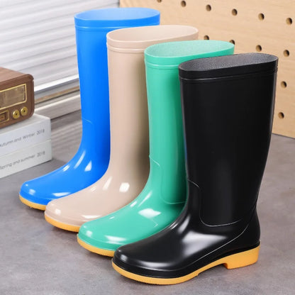 Comemore Rainboots Women High Long Boots Non-slip Waterproof Shoes 2023 New Rain Boots Fashion Print Women's Mid Calf Galoshes