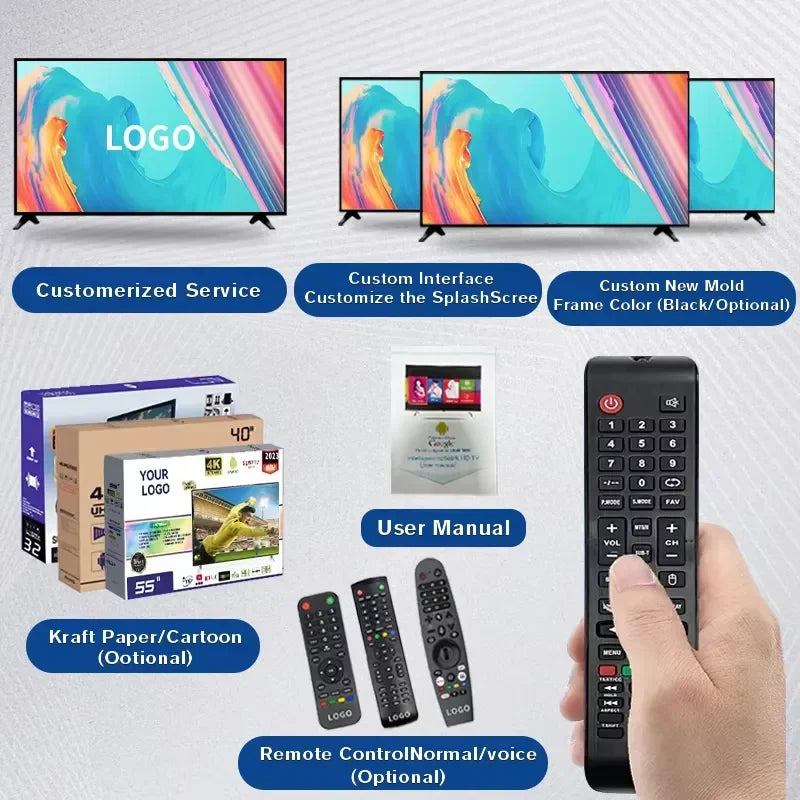 4K Smart TV for Cinema Experience for Android TV 32 43 50 55 60 65 70 75 85 Inch Home Entertainment Display