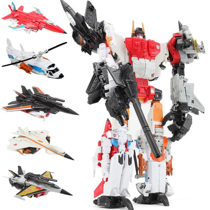 HZX 6 en 1 Devastator Haizhixing juguetes de transformación figura de acción de Anime KO G1 Robot avión vehículo de ingeniería m