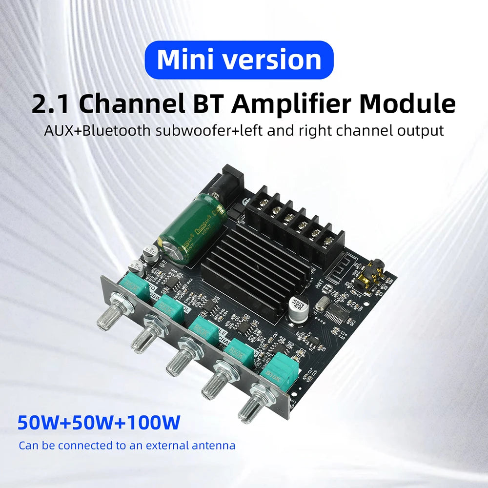 2.1 Channel BL Digital Power Amplifier Module with Subwoofer Output High Low Bass Adjustment 100W+50W+50W High Fidelity Bluetooth 5.0 Audio Board