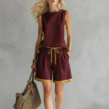 2026 Summer New Sleeveless Vest Shorts Suit Women's Casual Loose Two-Piece Set Suit Resort Style Fashion Pockets Women Clothing