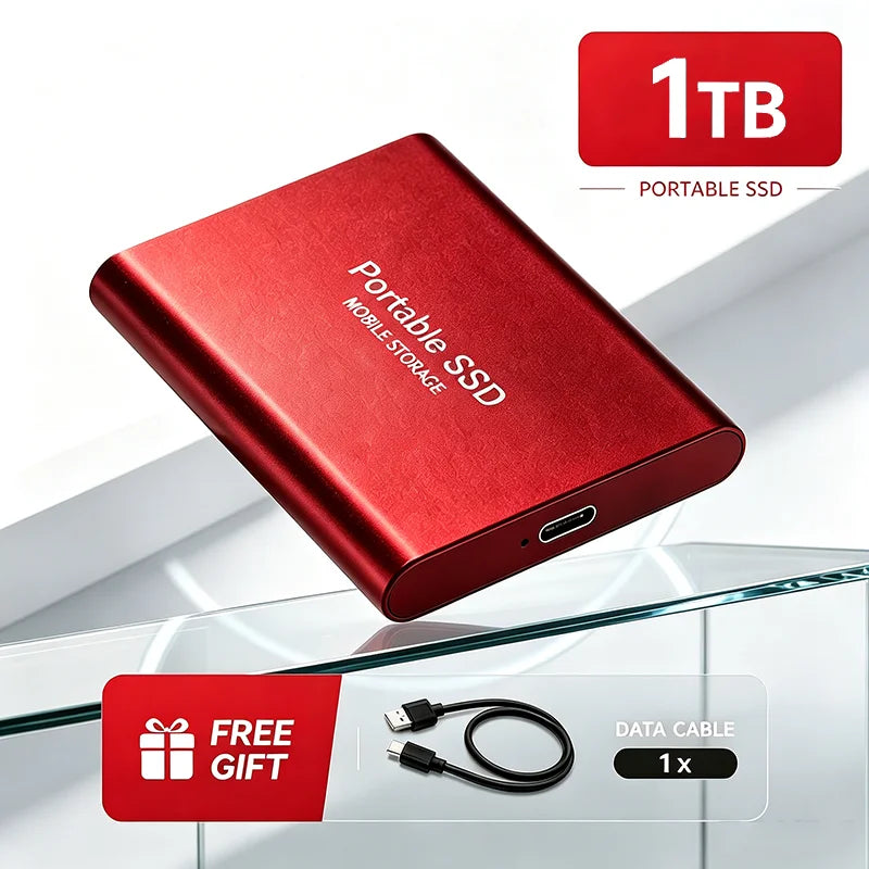 1TB Portable SSD 2TB External Hard Drive USB 3.1 High Speed Mobile Data Storage for Laptop Mac PC Compact Durable Use