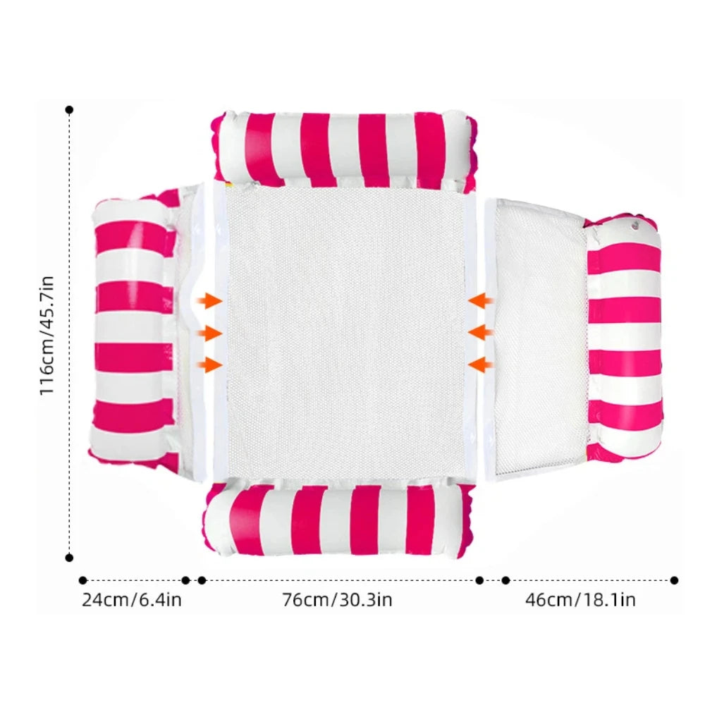 Inflatable Foldable Floating Row Swimming Pool Party Water Hammock Air Mattresses Pvc Stripe Water Floating Inflatable Mat