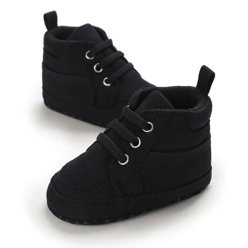 Baby Boys Girls High Top Canvas Sneakers 0-1 Year First Walker Soft Bottom Comfortable Casual Sports Newborn