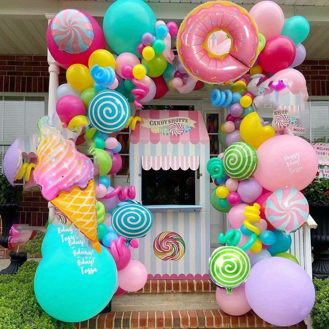 145 Rainbow Candy-Themed Balloon Set Summer Balloon Decorations Birthday Balloon Decorations Birthday Party Decorations