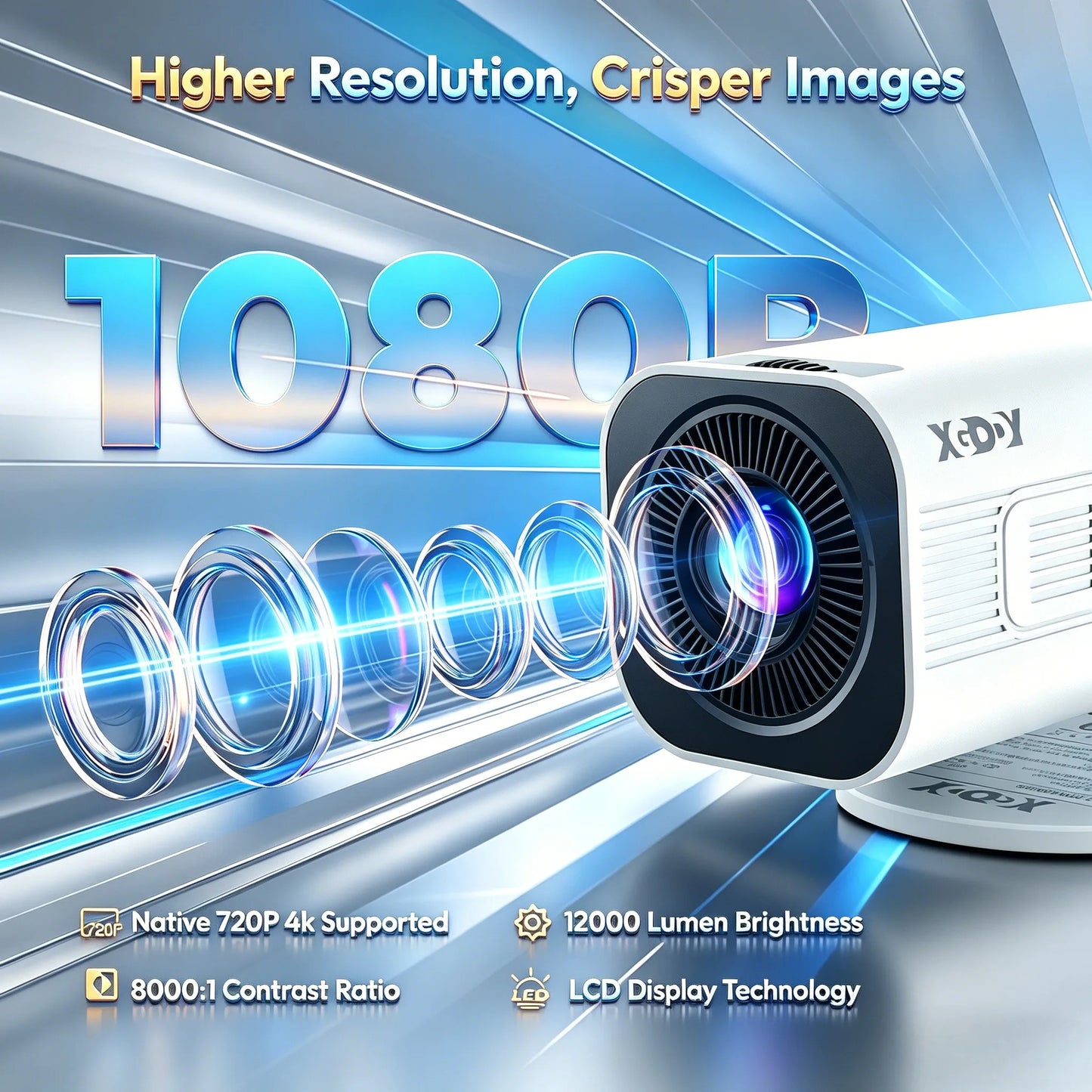 XGODY Portable Gimbal 3 Pro 12000LM 4K Projector 2.4G/5G WiFi Bluetooth 5.4 Android 11 Mini Home Theater Portable projector