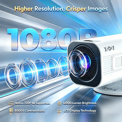 XGODY Portable Gimbal 3 Pro 12000LM 4K Projector 2.4G/5G WiFi Bluetooth 5.4 Android 11 Mini Home Theater Portable projector
