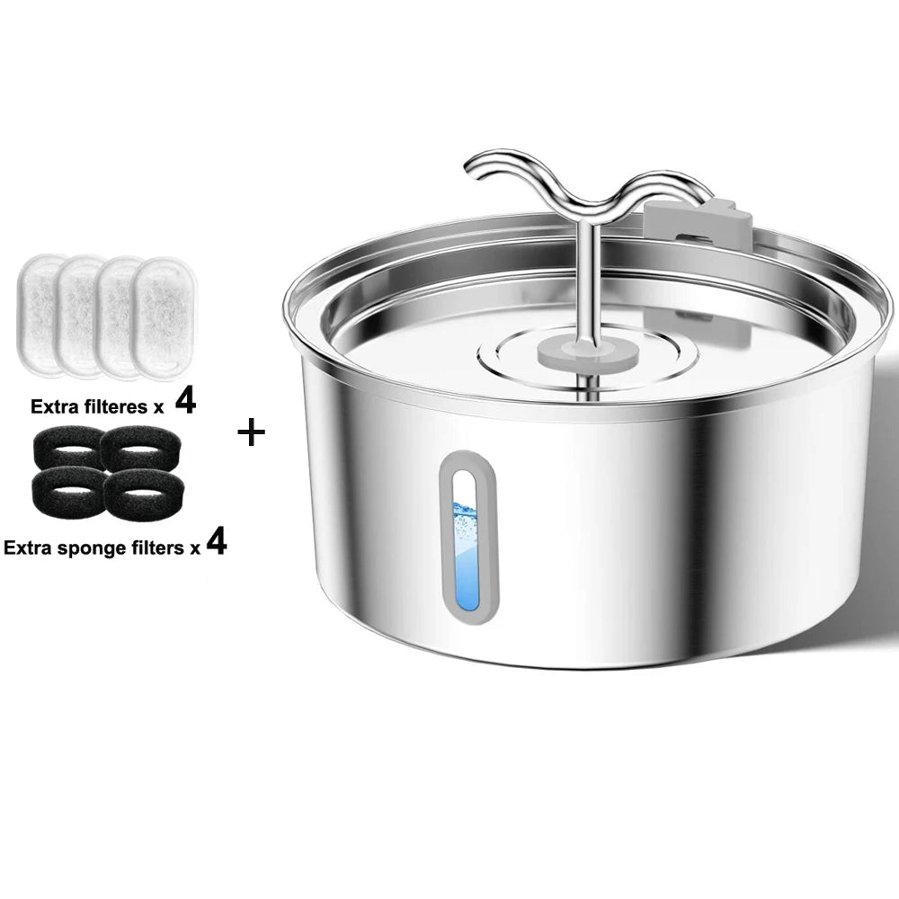 3L Cat Water Fountain Stainless Steel Pet Water Fountain with Automatic Water Fountain for Cats Inside Dog Fountain Dispenser