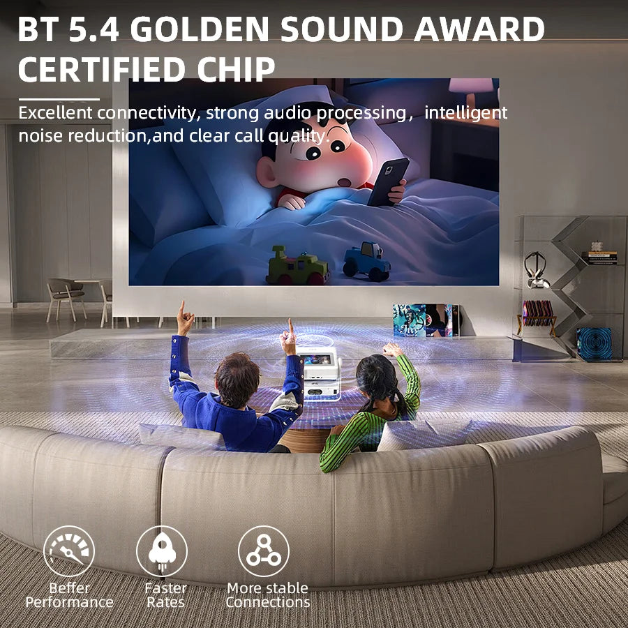 4K Touch Screen Projector with WiFi Bluetooth, Auto Focus Smart Portable Game Projector, Mini Outdoor Movie Projector Compatible with Phone/ TV /pc for Bedroom Home Theater ﻿