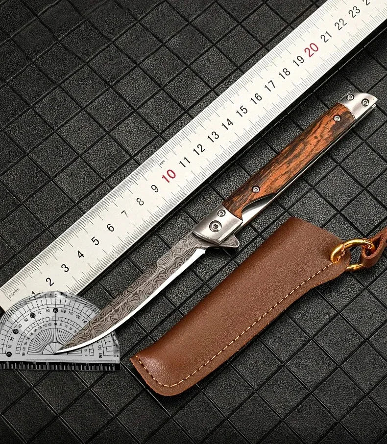 Stainless Steel Folding Knife | Wood Handle, Foldable Blade | Camping & Outdoor Carry