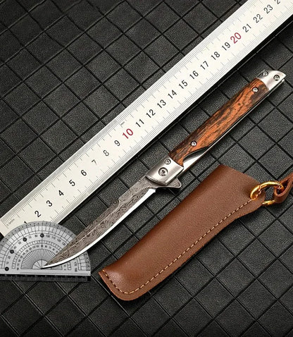Stainless Steel Folding Knife | Wood Handle, Foldable Blade | Camping & Outdoor Carry