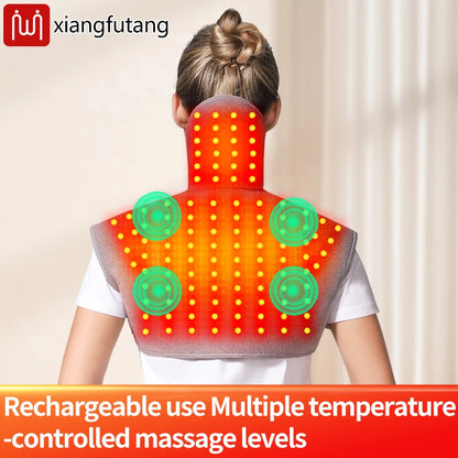 Red Light Heated Shawl Vest 3 Vibration Massage Neck Shoulder Back Body Warmer Neck Back Muscle Relaxation
