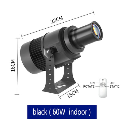Custom Led HD Gobo Logo Projector Indoor Outdoor Ip67 Waterproof Rotating Advertising Image Projection Light For Floor Wedding