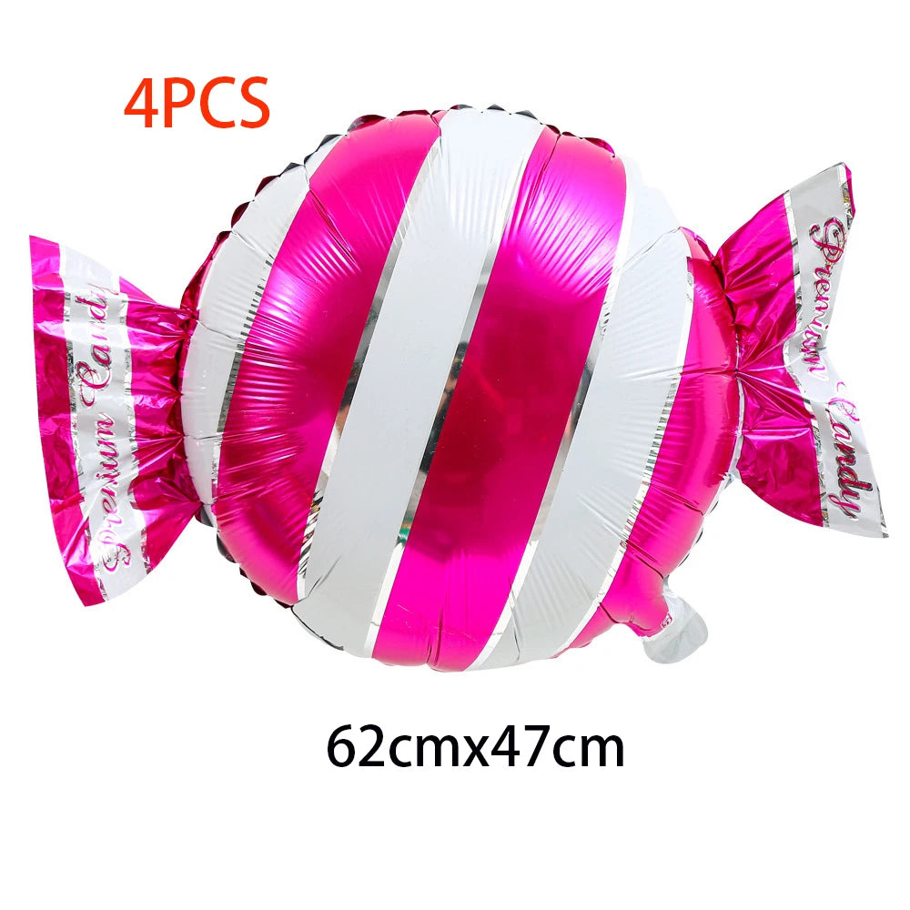4Pcs Colorful Candy Foil Balloons Children's Birthday Party Decoration Striped Polka Dots Balloon Kids Baby Shower Christmas