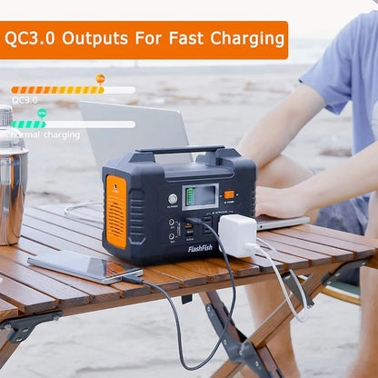 FlashFish E200 151Wh Portable Power Station 200W Pure Sine Wave Solar Generator, 40800mAh Battery Backup with AC/DC/USB Outputs, 7 Devices Charging, for Camping, Travel, Emergency, Outdoor Use